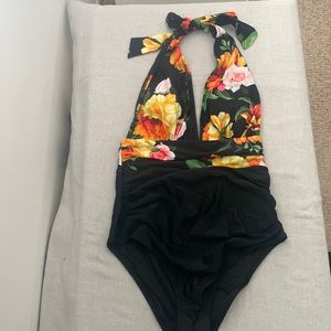 Brand new CupShe black and floral one piece swimsuit